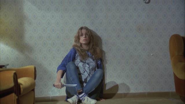 Angela (Olivia Pascal) is stalked by a killer in Jess Franco's Bloody Moon (1981)