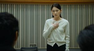 Mute Lee Yoon-a (Park Yu-rim) auditions for a role in Chekhov's Uncle Vanya in Ryûsuke Hamaguchi’s Drive My Car (2021)