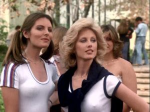 ... one of the targets of mean girls led by Jennifer Lawrence (Morgan Fairchild) in Robert Day's The Initiation of Sarah (1977)