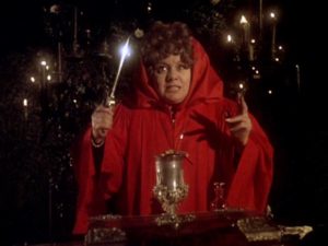 Sorority house mother Mrs. Turner (Shelley Winters) indulges in an unorthodox hobby in Robert Day's The Initiation of Sarah (1977)