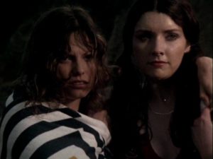 Sisters Sarah (Kay Lenz) and Patty (Morgan Brittany) have a protective bond about to be shattered when they leave for college in Robert Day's The Initiation of Sarah (1977)