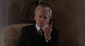 Klaus Kinski as improbable psychiatrist Dr. Pieter Fales in David Paulsen's Schizoid (1980)