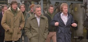 Regan (John Thaw) and Carter (Dennis Waterman) flight crime in David Wickes' Sweeney (1977)