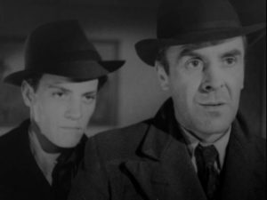 Psychotic killer Pendicot (John Le Mesurier) and his unwitting sidekick Jenkins (Tony Doonan) face retribution in John Gilling's Escape from Broadmoor (1948)