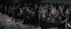 The people arrive in the North to rescue the sun from Louhi Anna Orochko) in Aleksandr Ptushko's Sampo (1959)