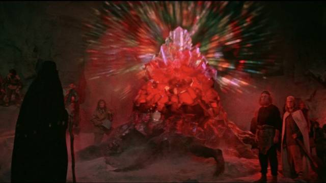 The magical stone dominates the cave of sorceress Louhi (Anna Orochko) in Aleksandr Ptushko's Sampo (1959)