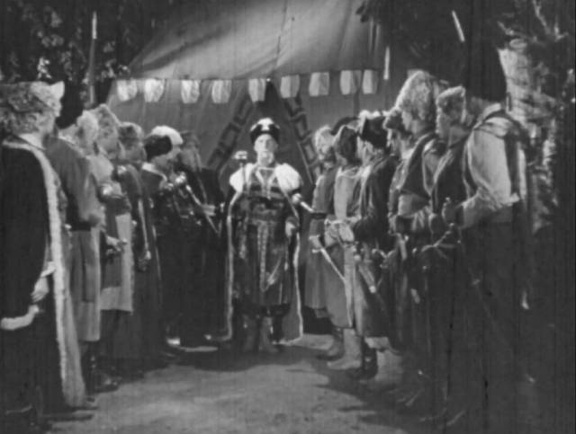 The Cossack commander announces the Tsarina's demands in Edgar G, Ulmer's Cossacks in Exile (1938)