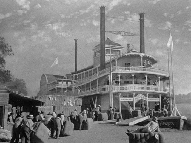 The boat and river recreated on the backlot in James Whale's Show Boat (1936)