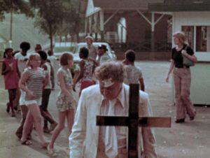 The elderly man (Lincoln Maazel) is even denied the consolations of religion in George A. Romero's The Amusement Park (1975)