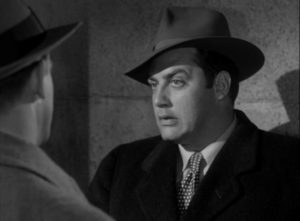 Raymond Burr as sleazy private eye Kerric in Joseph M. Newman's Abandoned (1949)