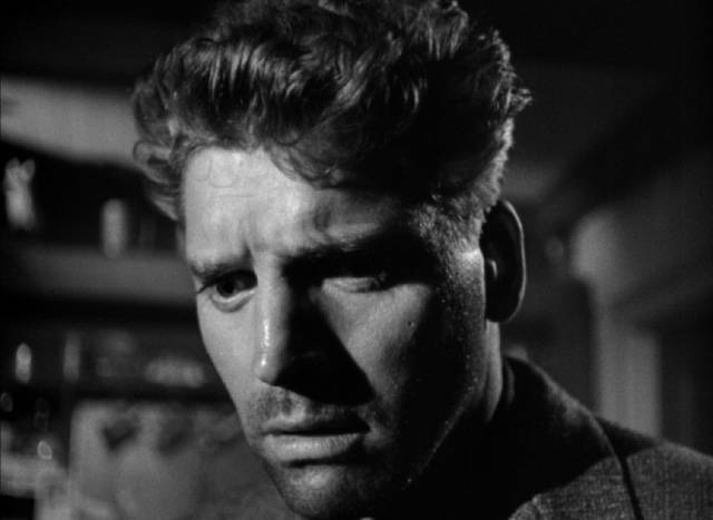 Bill Saunders (Burt Lancaster), a man badly damaged by his war experiences in Norman Foster's Kiss the Blood Off My Hands (1948)