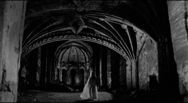 Emilie De Blancheville (Ombretta Colli) is drawn to the family crypt in Alberto De Martino's The Blancheville Monster (1963)
