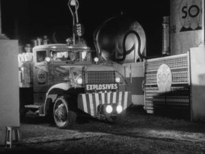 The explosive-laden trucks begin to roll at night in Henri-Georges Clouzot’s The Wages of Fear (1953)