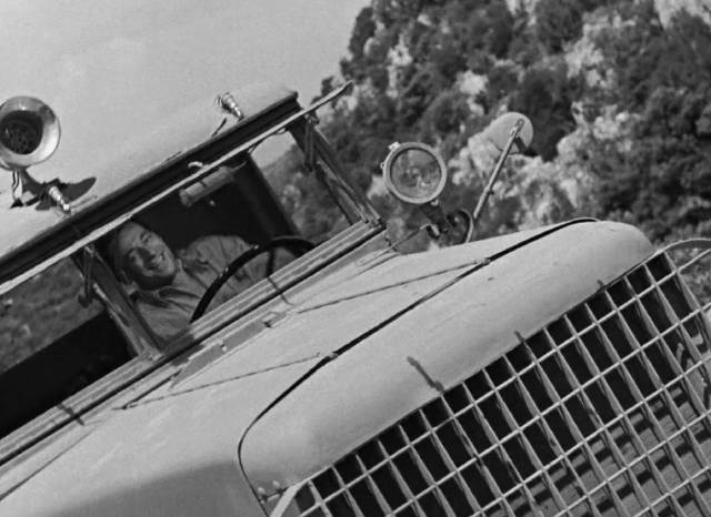 Exhilarated by survival, Mario (Yves Montand) drives like an idiot on the way back in Henri-Georges Clouzot’s The Wages of Fear (1953)