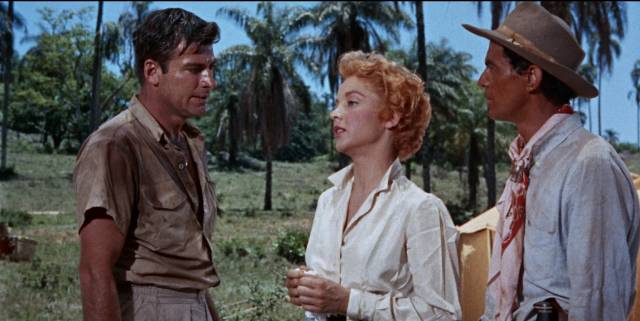 Rock Dean (John Bromfield) doesn't think the jungle is any place for a woman in Curt Siodmak's Curucu, Beast of the Amazon (1956)
