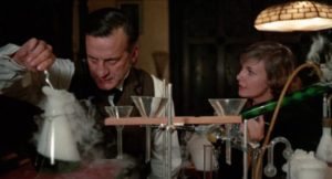 Dr. Watson (Joanne Woodward) interrupts Justin (George C. Scott)'s clue-testing in Anthony Harvey's They Might Be Giants (1971)