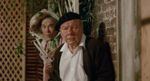 Mr. (Worthington Miner) and Mrs. Bagg (Frances Fuller) haven't left their rooftop garden in decades in Anthony Harvey's They Might Be Giants (1971)