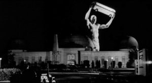 Colonel Glenn Manning (Duncan "Dean" Parkin) attacks Griffith Observatory in Bert I. Gordon's War of the Colossal Beast (1958)