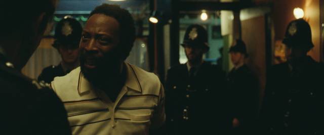 Frank Crichlow (Shaun Parkes) is repeatedly harassed by police in Steve McQueen's Mangrove (2020)