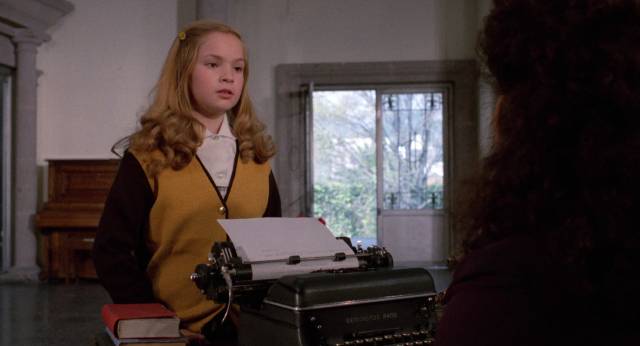 Verónica (Ana Patricia Rojo) overhears privileged information on a visit to the school office in Carlos Enrique Taboada’s Poison for the Fairies (1986)