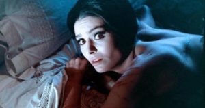 Kurt (Christopher Lee) continues to torment Nevenka (Daliah Lavi) even after death in Mario Bava's The Whip and the Body (1963)
