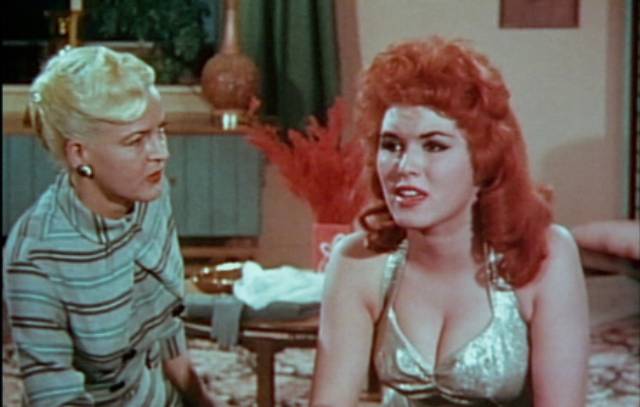 Mom (Ruth Blair) instills a fear of sex in Vicky (Viki Caron) in Ron Ormond's Please Don't Touch Me (1959)