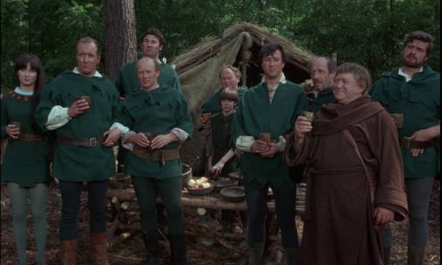 Friar Tuck (James Hayter) and the Merry Men in C.M. Pennington-Richards’ A Challenge for Robin Hood (1967)