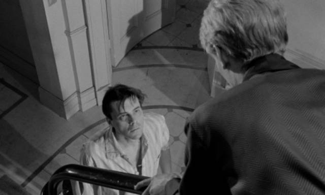 The balance of power between Barrett (Dirk Bogarde) and Tony (James Fox) shifts unpredictably in Joseph Losey's The Servant (1963)