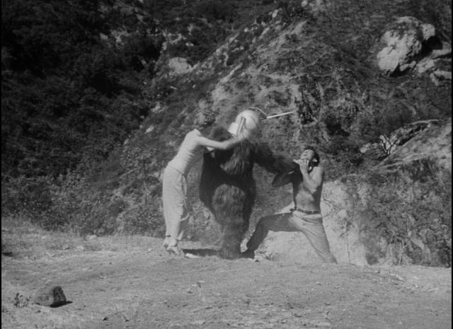 Hand-to-hand combat is useless against Ro-Man in Phil Tucker's Robot Monster (1953)
