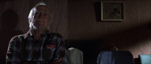 Alvin Straight (Richard Farnsworth) slowly comes to a decision in response to news of his brother's declining health in David Lynch's The Straight Story (1999)