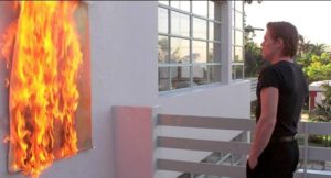 Eric Masters (Willem Dafoe) has no attachment to his creations, burning his art in William Friedkin's To Live and Die in L.A. (1985)