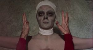 A Satanic cult tries to resurrect Rita Calderoni's executed witch in Renato Polselli's Black Magic Rites (1973)