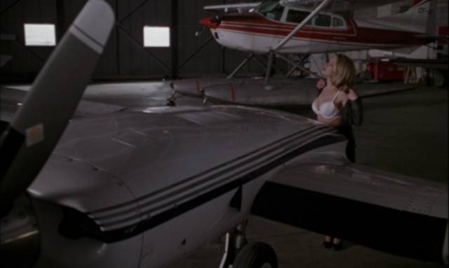 Catherine Ballard (Deborah Kara Unger) has anonymous sex with a stranger and a plane in David Cronenberg's Crash (1996)
