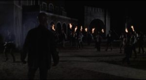 Angry townsfolk hunt the monster in Mel Welles' Lady Frankenstein (1971)
