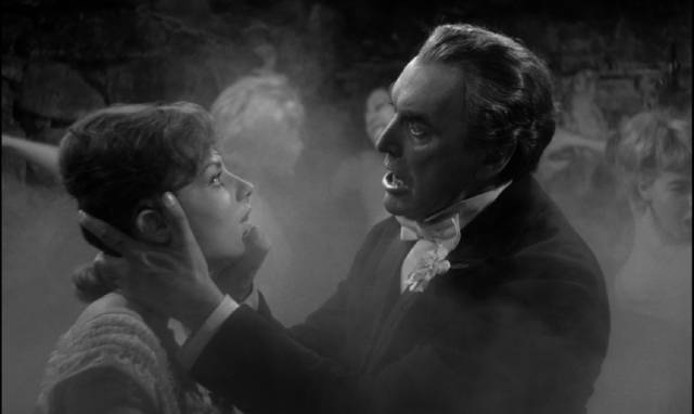 Dancer Giulia (Barbara Hawards) meets vampire Stefano (Giuseppe Addobbati) in Renato Polselli's The Monster of the Opera (1964)