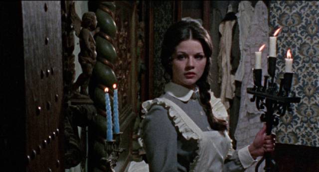 Maid Christiana (Agostina Belli) suspects bad things are happening in Jose Luis Merino’s Scream of the Demon Lover (1970)