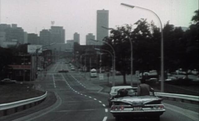 Pete (Doug McGrath) and Joey (Paul Bradley) arrive in the big city in Don Shebib's Goin' Down the Road (1970)