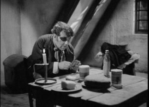 Stephen Hawke (Tod Slaughter)'s faithful sidekick Nathaniel (Ben Soutten) conceals his whereabouts in George King's The Crimes of Stephen Hawke (1936)
