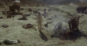 The exiles come across Chaco (Tomas Milian)'s massacre of the Quakers in Lucio Fulci's The Four of the Apocalypse (1975)