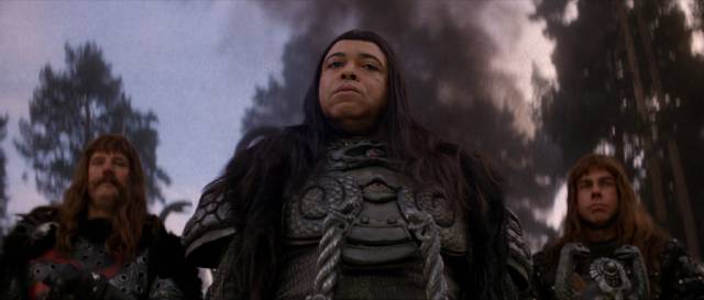 Thulsa Doom (James Earl Jones) lays waste to the prehistoric world of John Milius' Conan the Barbarian (1982)