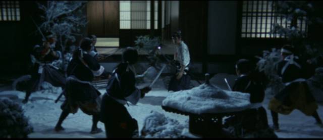 The 47 Ronin raid the house where Kira (Nobuo Kaneko) has sought protection in Kinji Fukasaku's The Fall of Ako Castle (1978)