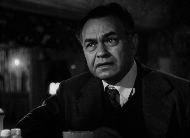 Phony stage clairvoyant Triton (Edward G. Robinson) is troubled when he really begins to see the future in John Farrow's Night Has a Thousand Eyes (1948)