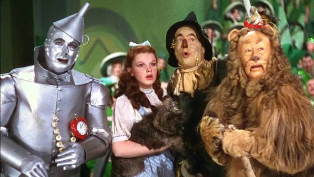 Dorothy (Judy Garland) and her friends arrive in the Emerald City in Victor Fleming's The Wizard of Oz (1939)