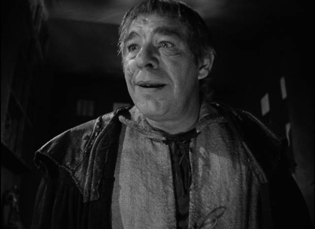 Simple-minded servant Gargon (Lon Chaney Jr.) enjoys inflicting pain in Nathan Juran's The Black Castle (1952)
