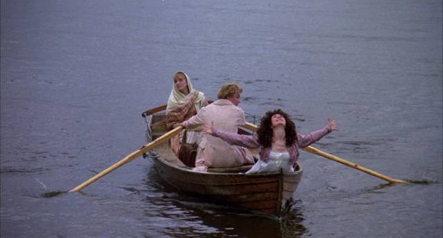 Mary Wollstonecraft (Natasha Richardson), Percy Shelley (Julian Sands) and Claire Clairemont (Myriam Cyr) arrive at the Villa Diodati on the shore of Lake Geneva in Ken Russell's Gothic (1987)