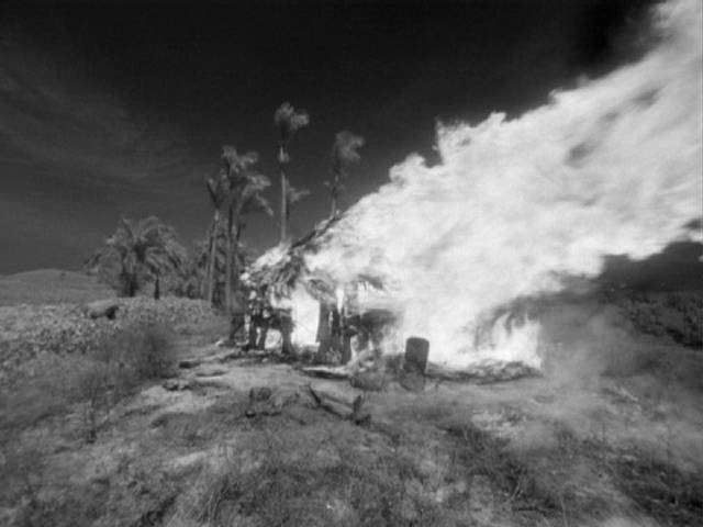 In despair the farmer burns the crop and his cabin in Mikhail Kalatozov's I Am Cuba (1964)
