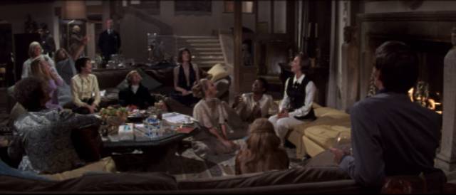 Michaela (Ava Gardner) holds court with her decadent acolytes in Roddy McDowall's The Ballad of Tam Lin (1970)