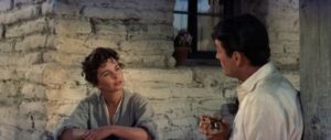 Captain James McKay (Gregory Peck) and Julie Maragon (Jean Simmons) are caught in a range war in William Wyler's The Big Country (1958)