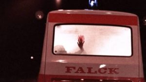A phantom ambulance arrives every evening in Lars von Trier's The Kingdom (1994)