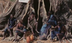 Village elders get together to complain about the French in Ousmane Sembène's Emitaï (1971)